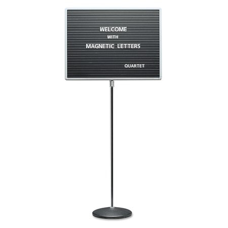 QUARTET Adjustable Single-Pedestal Magnetic Letter Board, 24 x 18, Black, Gray Frame 7921M